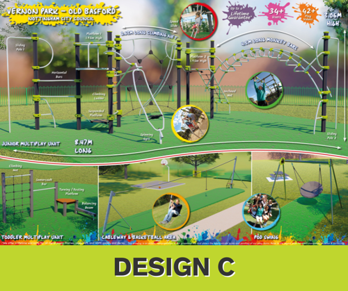 Image of Vernon Park Play Area layout and equipment  - Design C