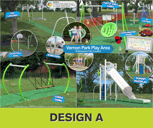 Image of Vernon Park Play Area layout and equipment Design A